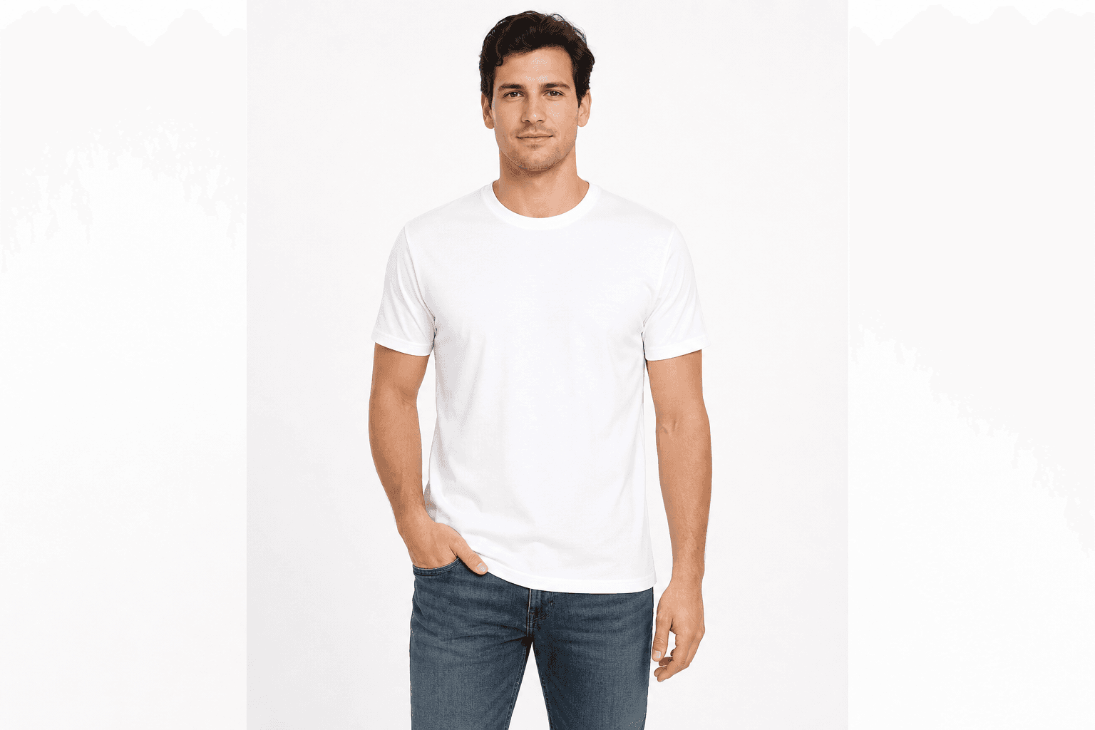 Men's Premium Cotton Tee — front view on model