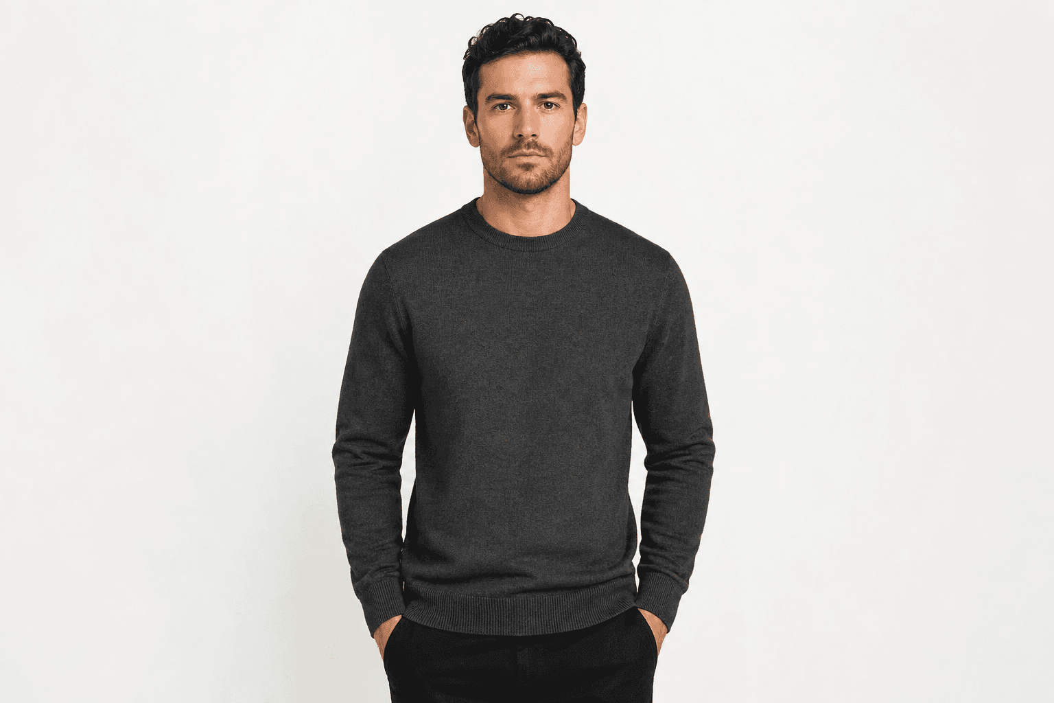 Men's Crew Neck Sweater — Charcoal