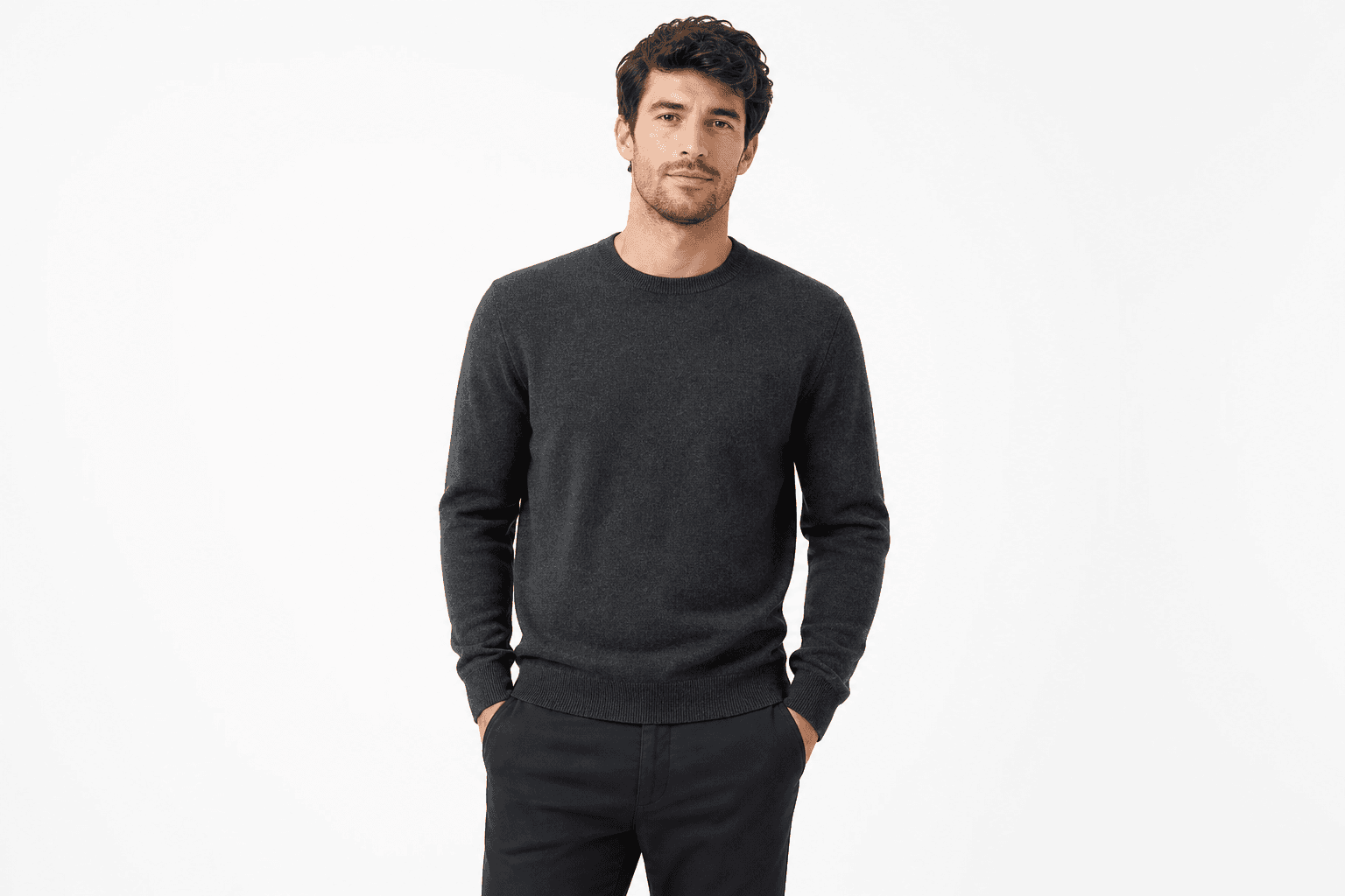 Men's Crew Neck Sweater — front view on model