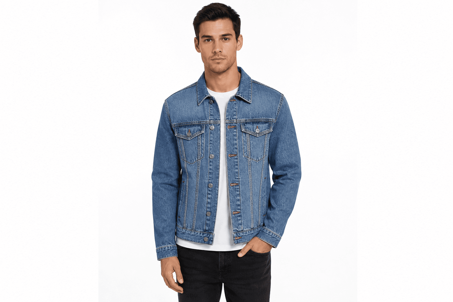 Men's Classic Denim Jacket — Mid Wash