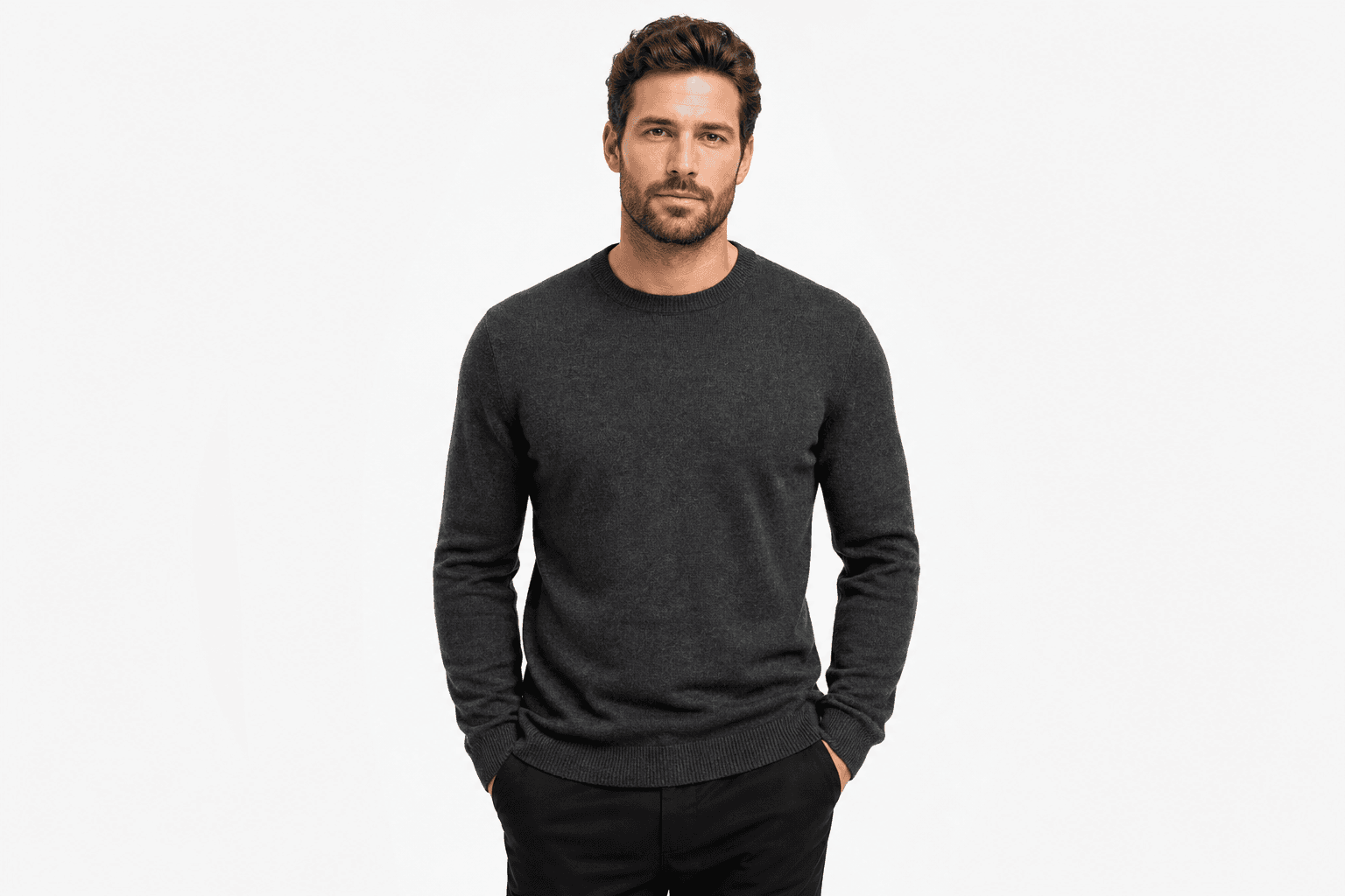 Men's Merino Wool Sweater — Charcoal