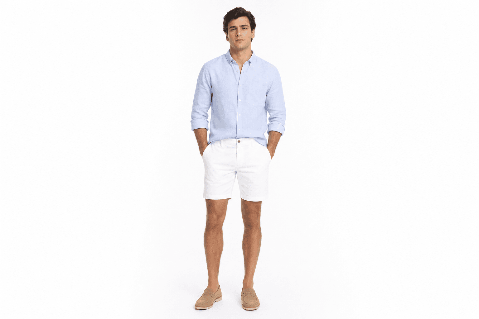 Men's Oxford Shorts — front view on model