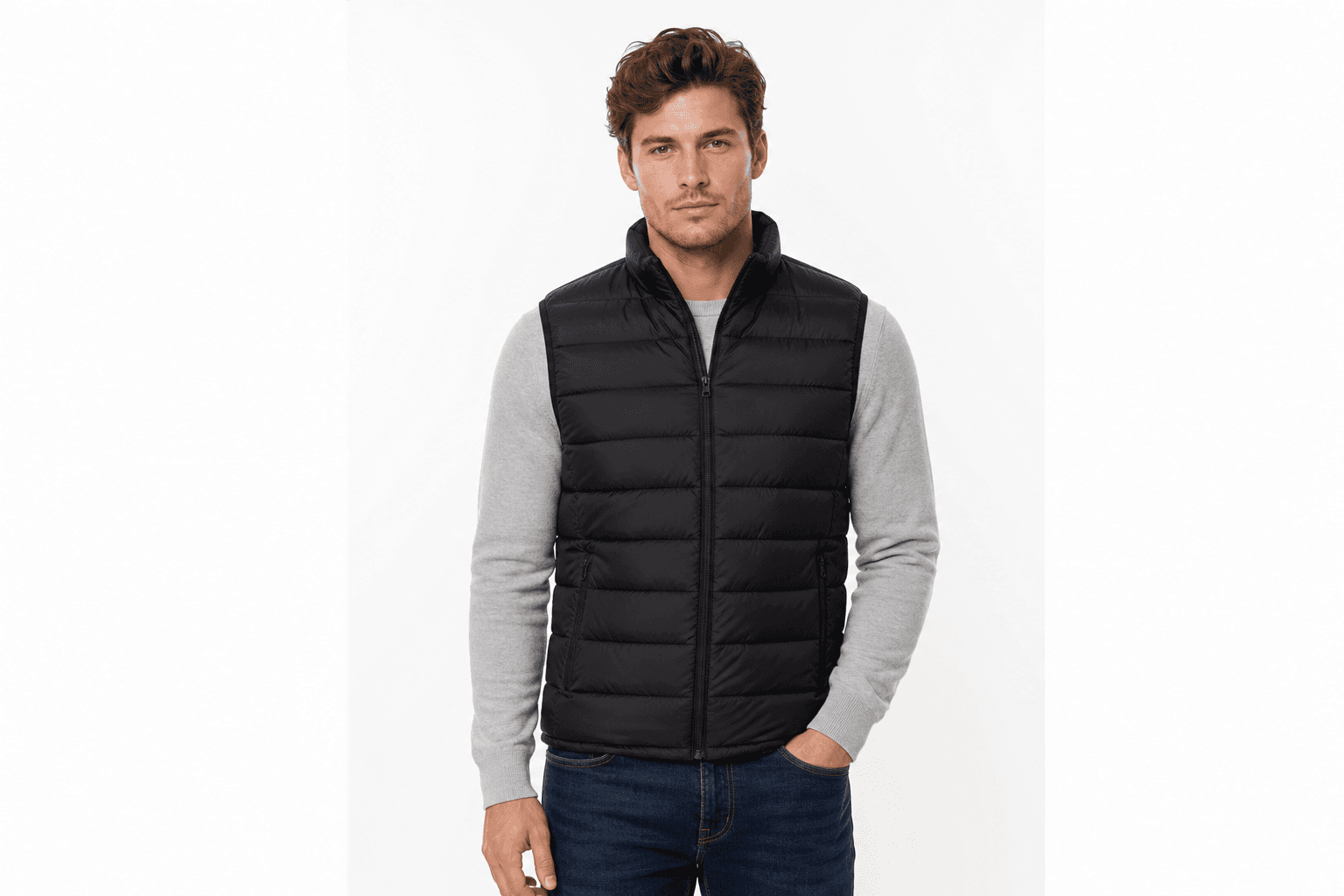 Men's Quilted Puffer Vest — Black