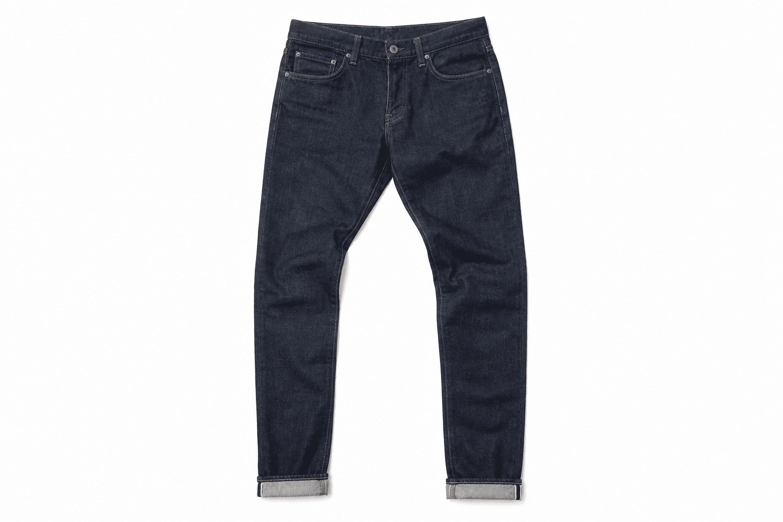 Men's Selvedge Slim Jeans — flat lay