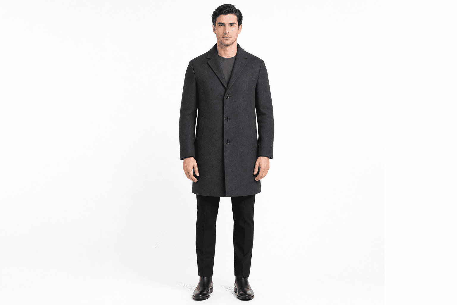 Men's Wool Blend Overcoat — Charcoal