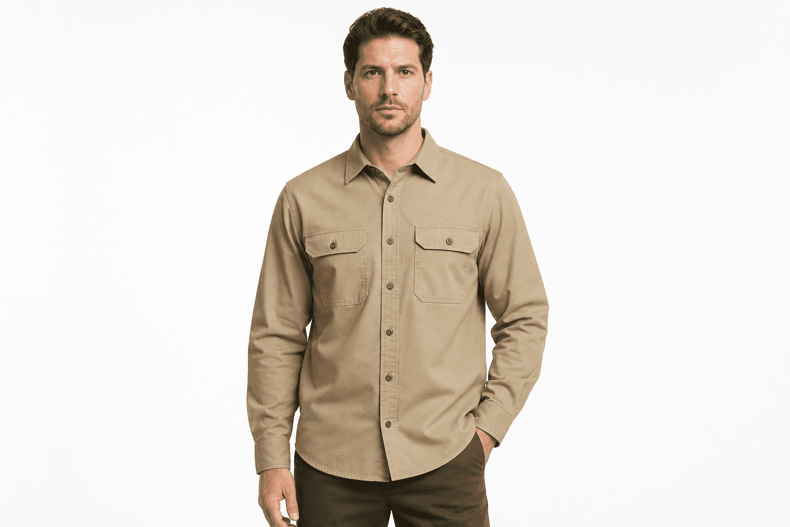 Men's Utility Work Shirt — front view on model