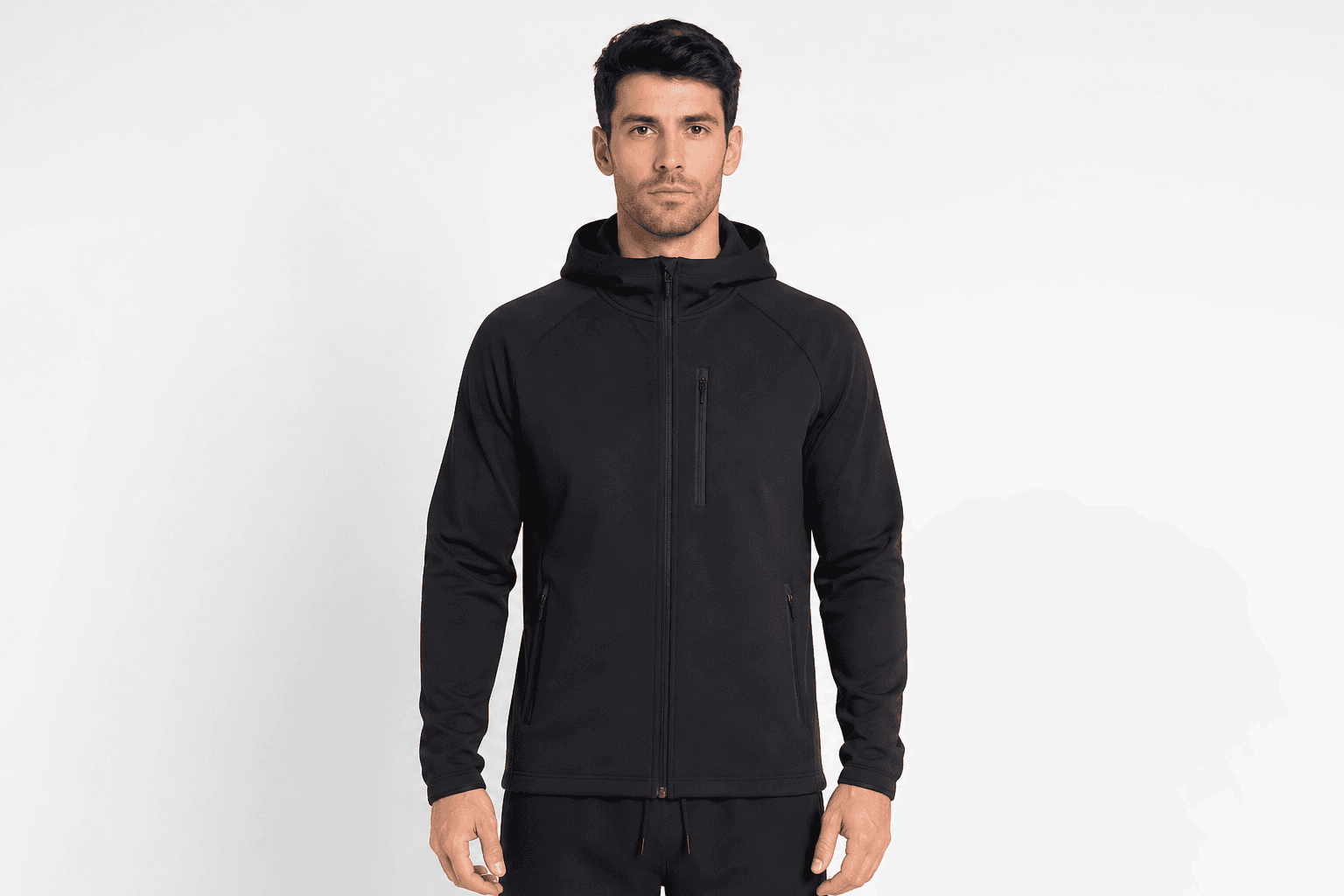 Men's Zip-Up Tech Hoodie — Black