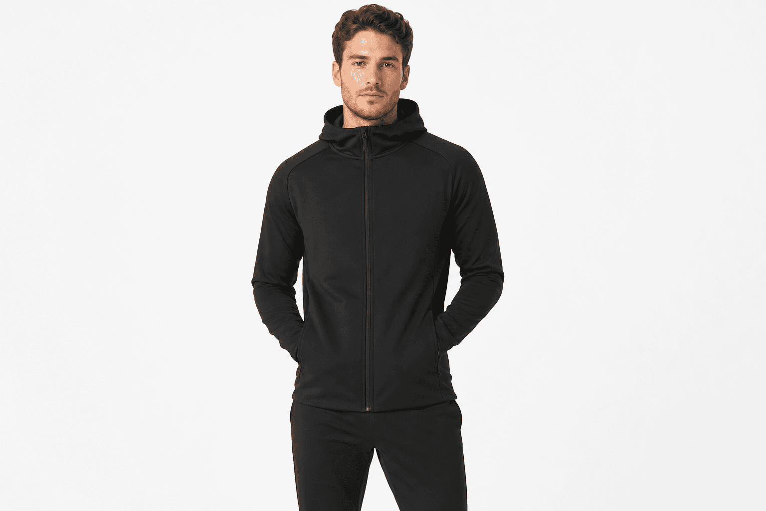 Men's Zip-Up Tech Hoodie — front view on model