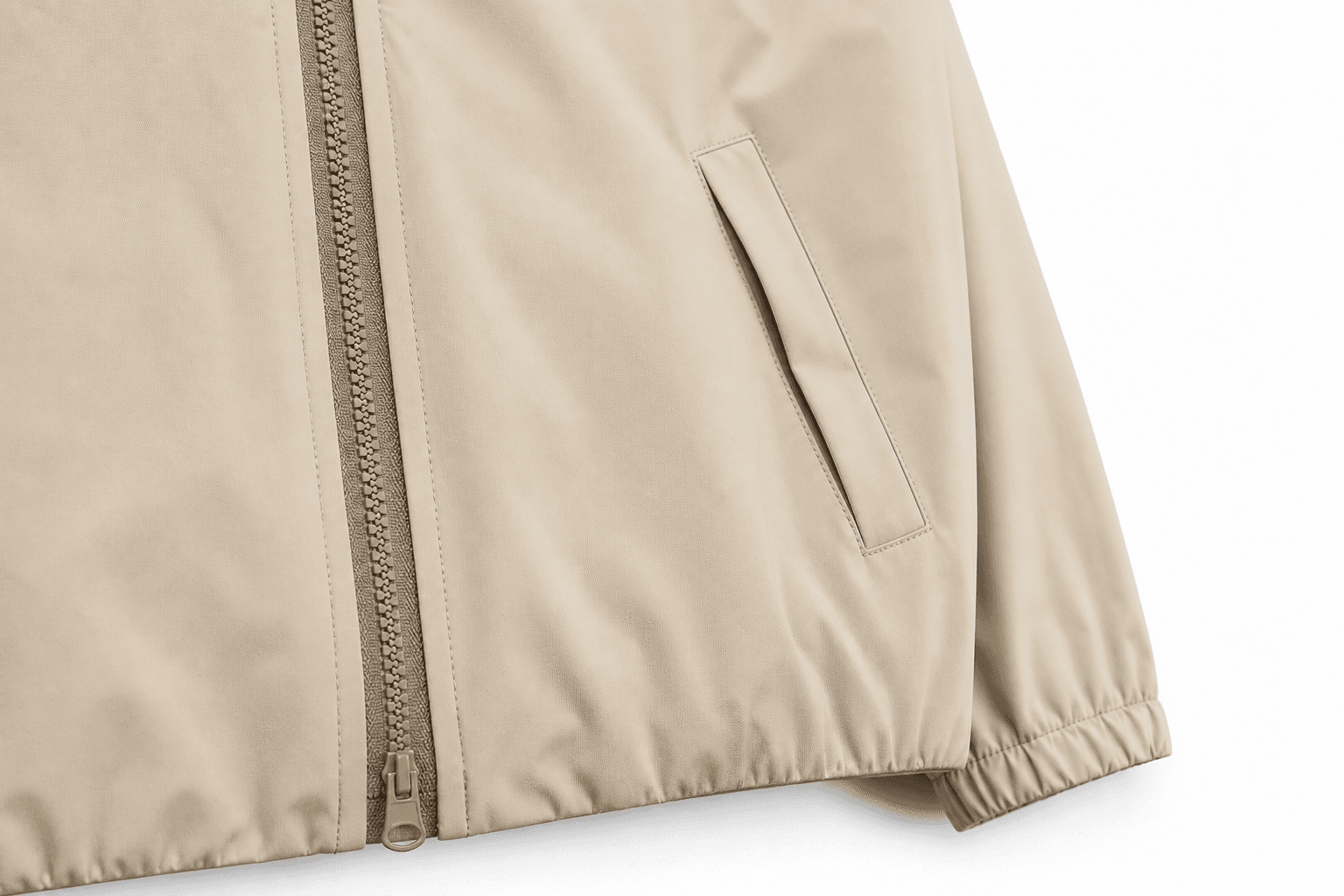 Zipper and pocket close-up