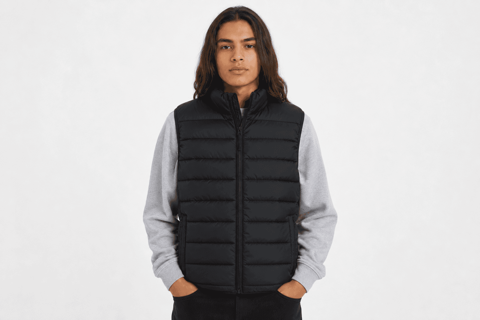 Unisex Quilted Vest — Black