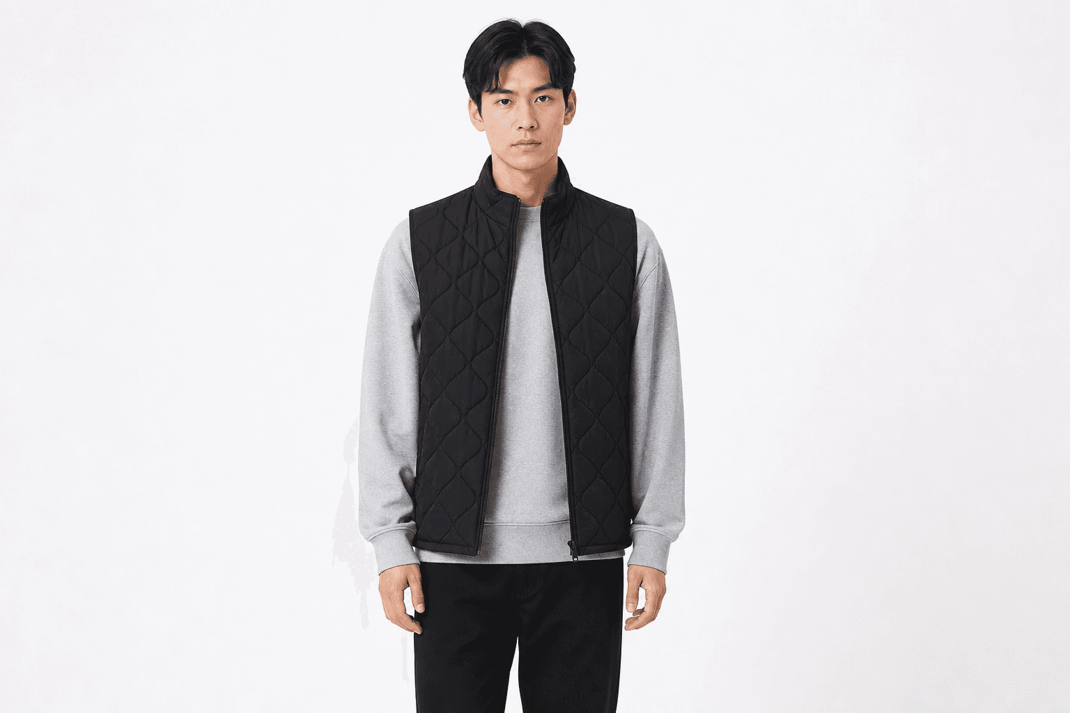 Unisex Quilted Vest — front view on model