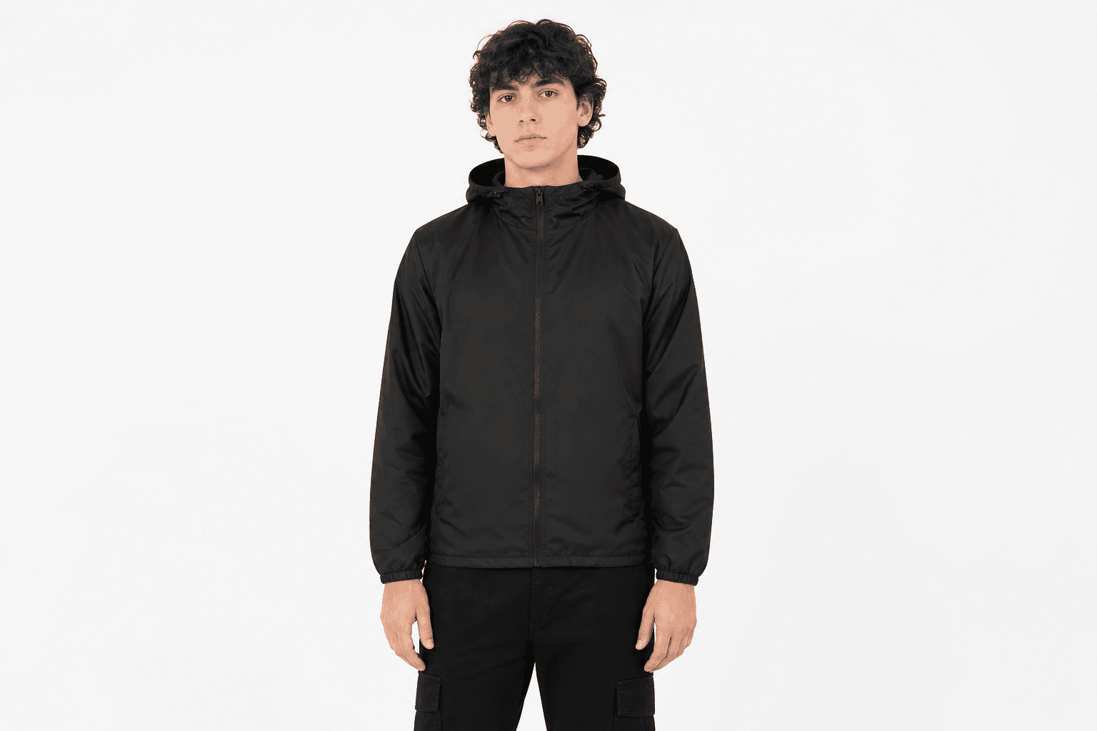 Unisex Windbreaker Jacket — front view on model