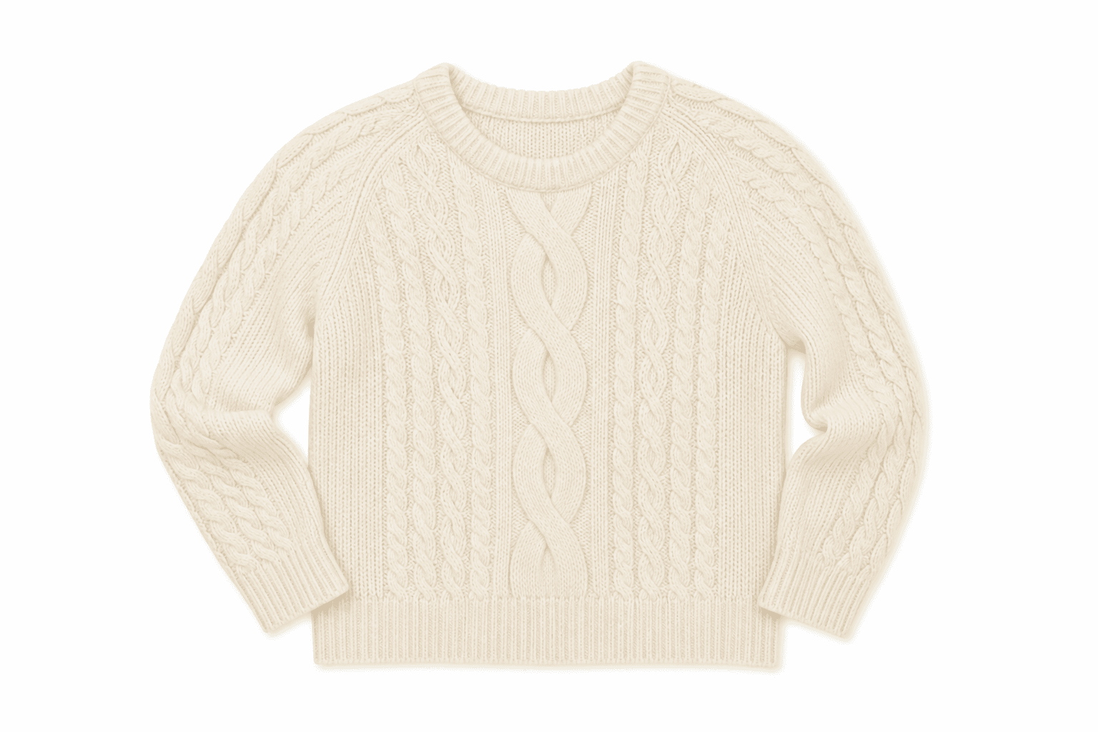 Women's Cable Knit Sweater — flat lay