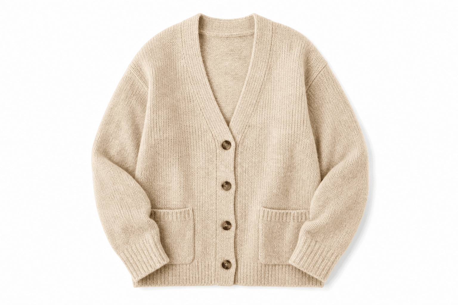 Open-front cardigan flat lay