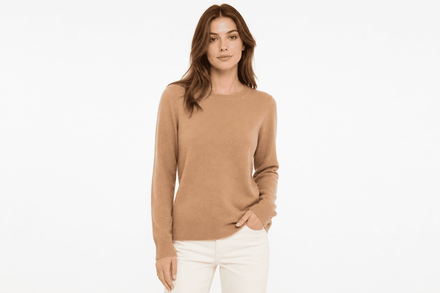 Women's Cashmere Blend Sweater — front view on model
