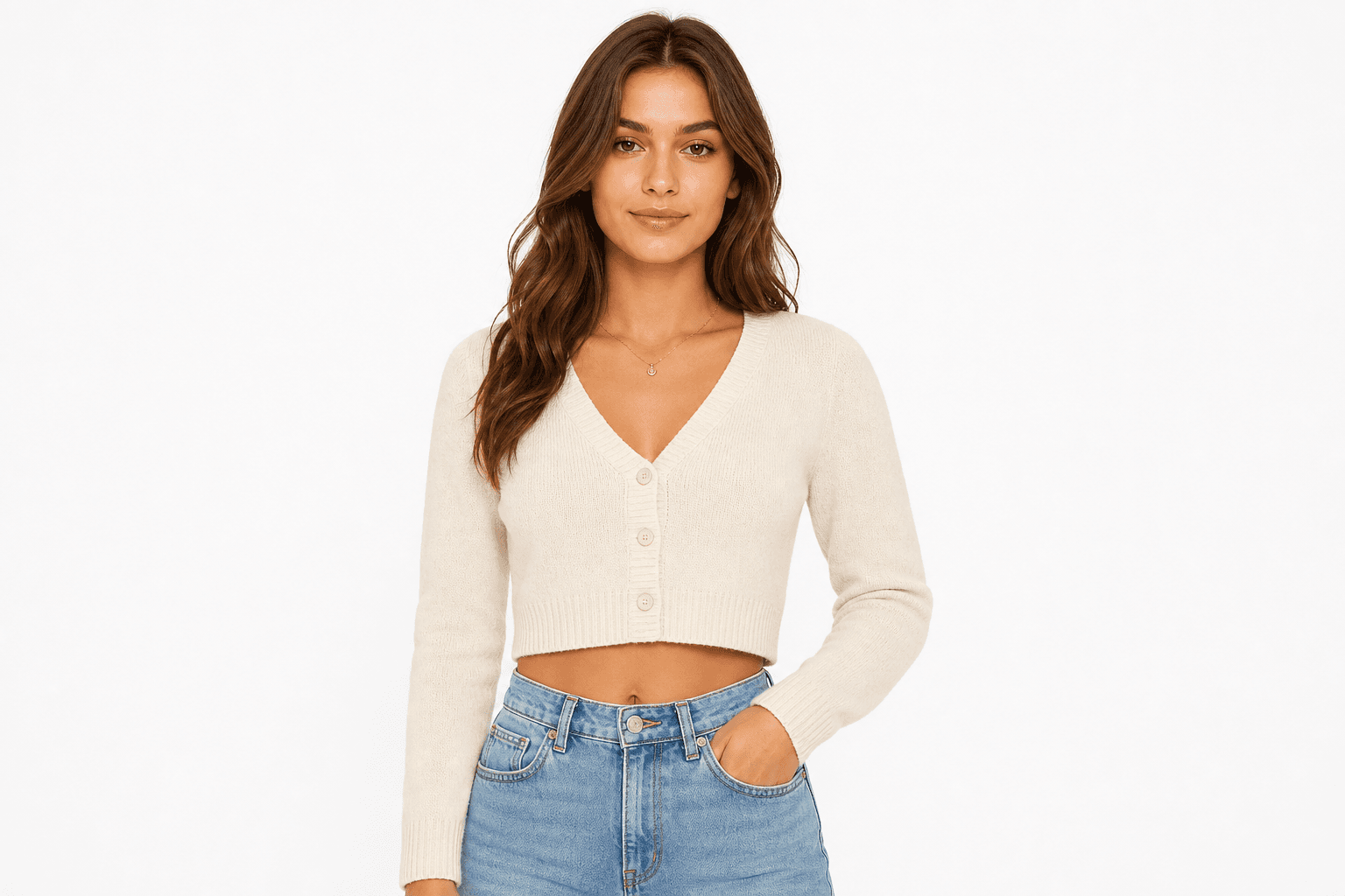 Women's Cropped Cardigan — Cream