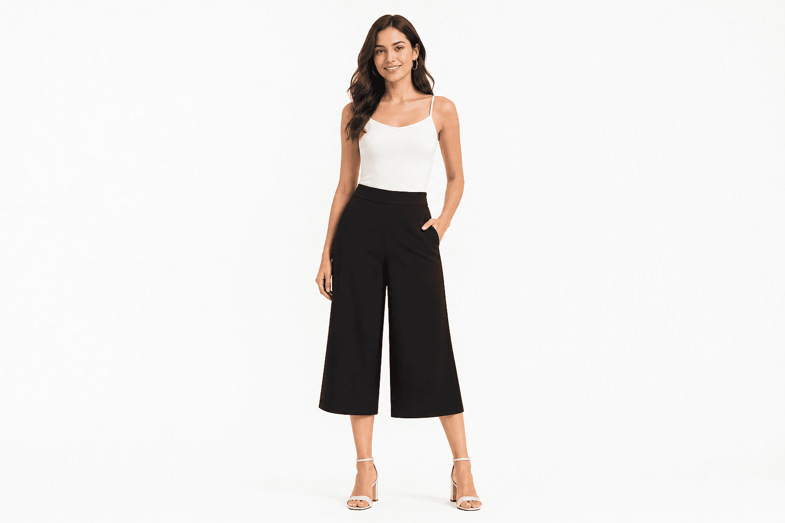 Women's Culotte Pants — front view on model