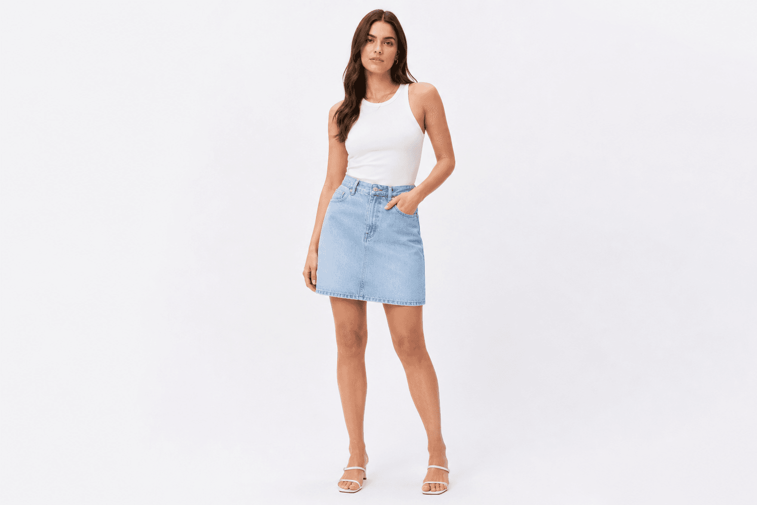 Women's Denim A-Line Skirt — Light Wash