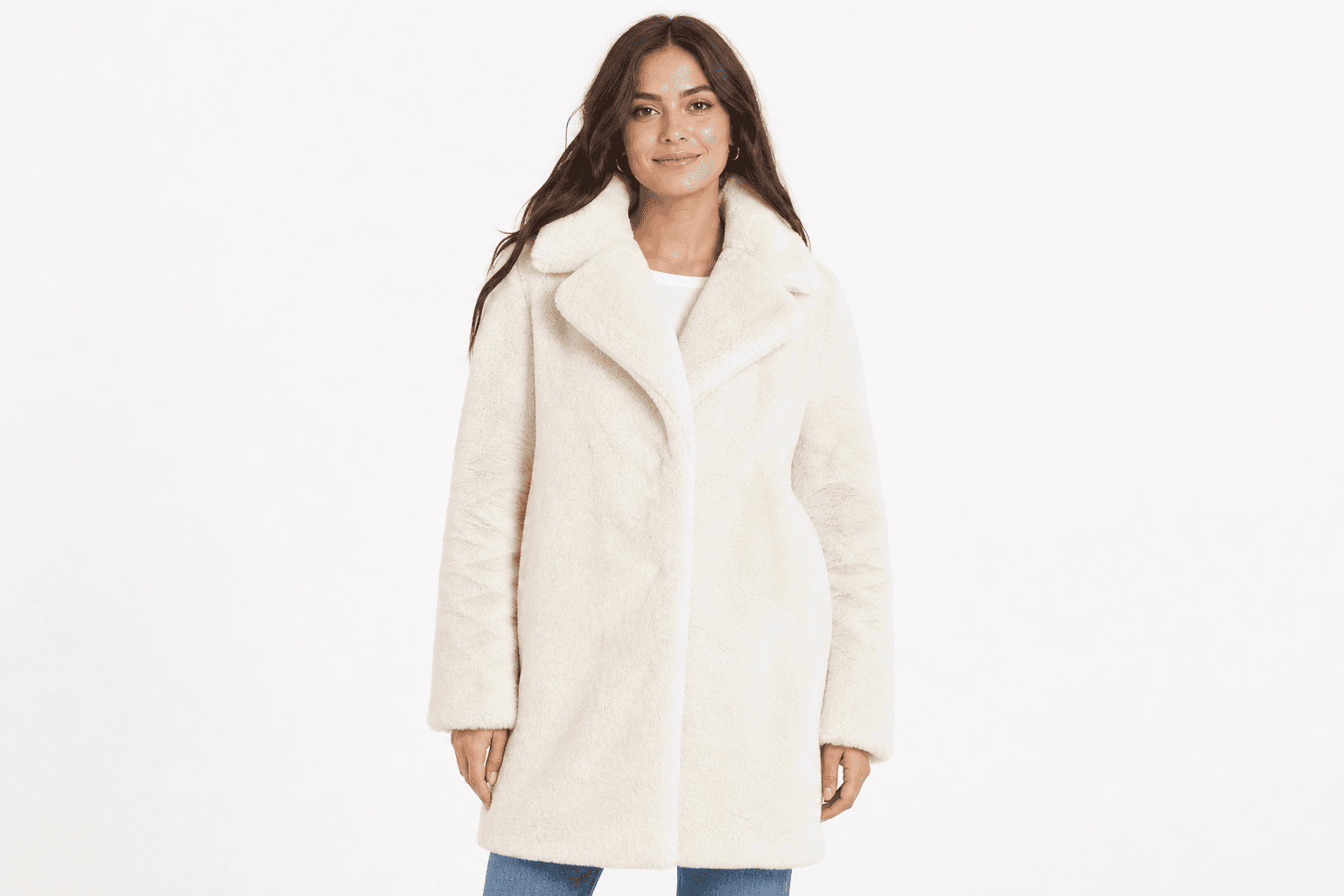 Women's Faux Fur Coat — Cream