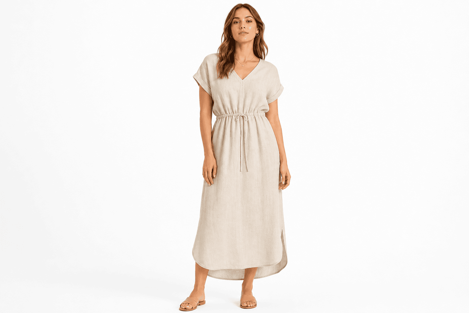 Women's Linen Blend Dress — Natural