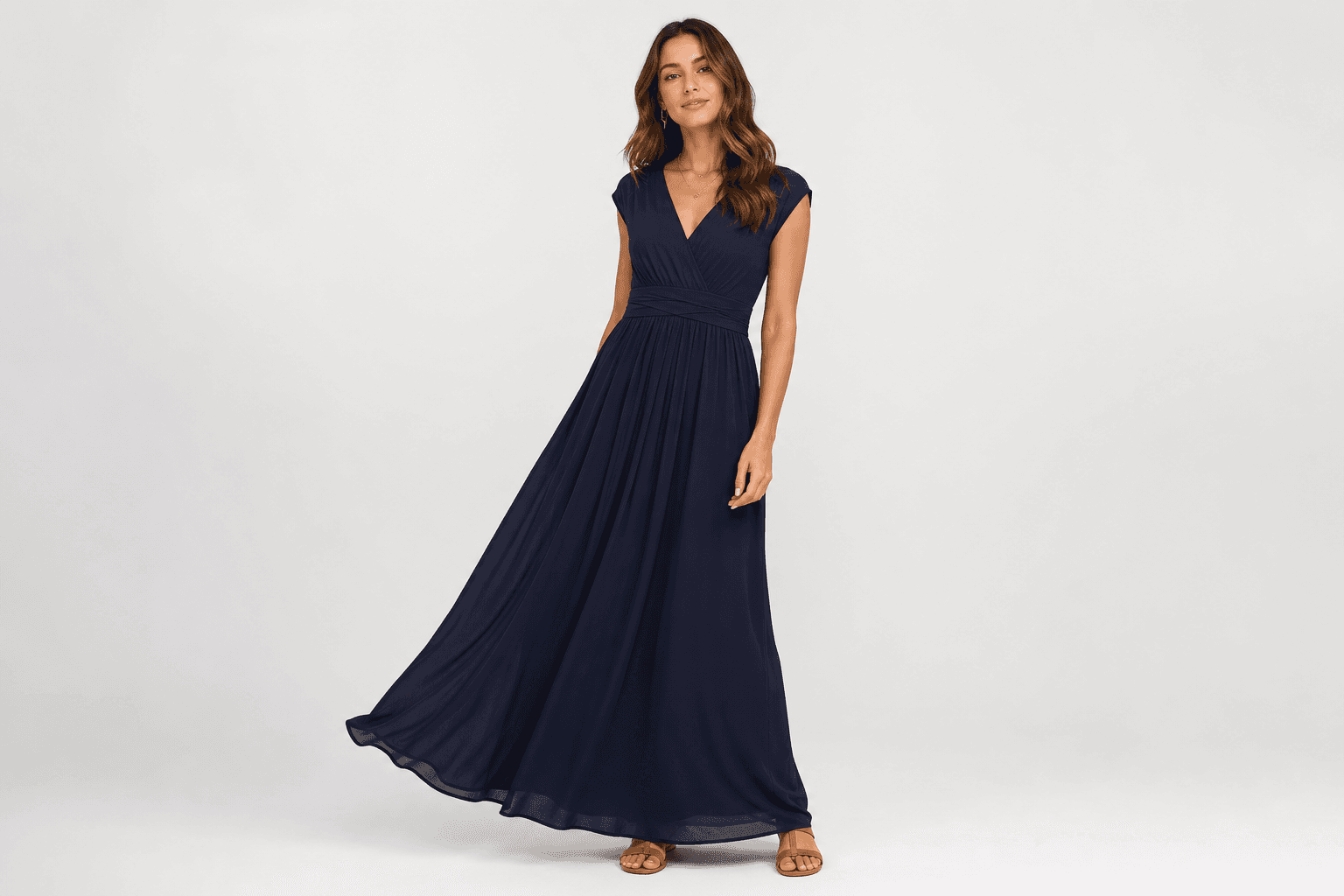 Navy maxi dress — full length front