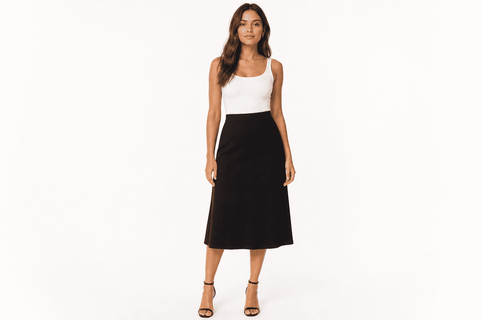 Women's High-Waist Midi Skirt — Black