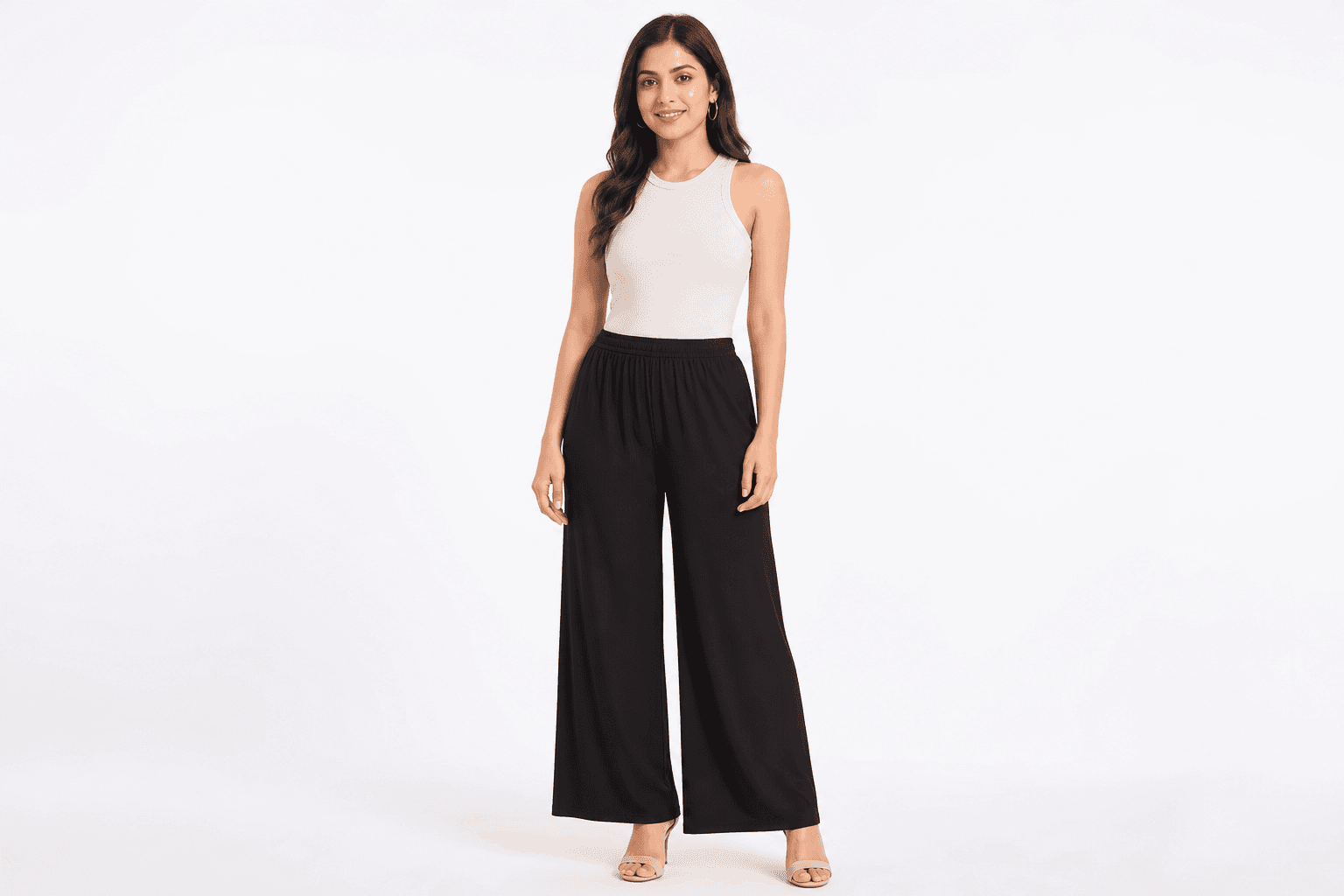 Women's Palazzo Pants — front view on model