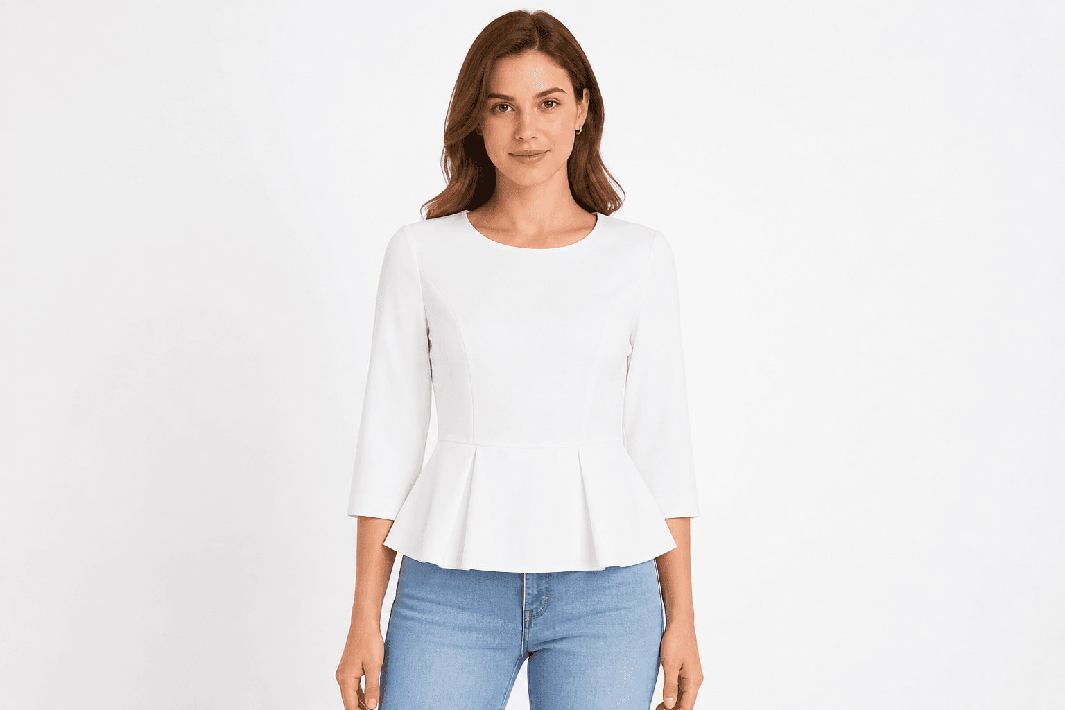 Women's Peplum Blouse — White