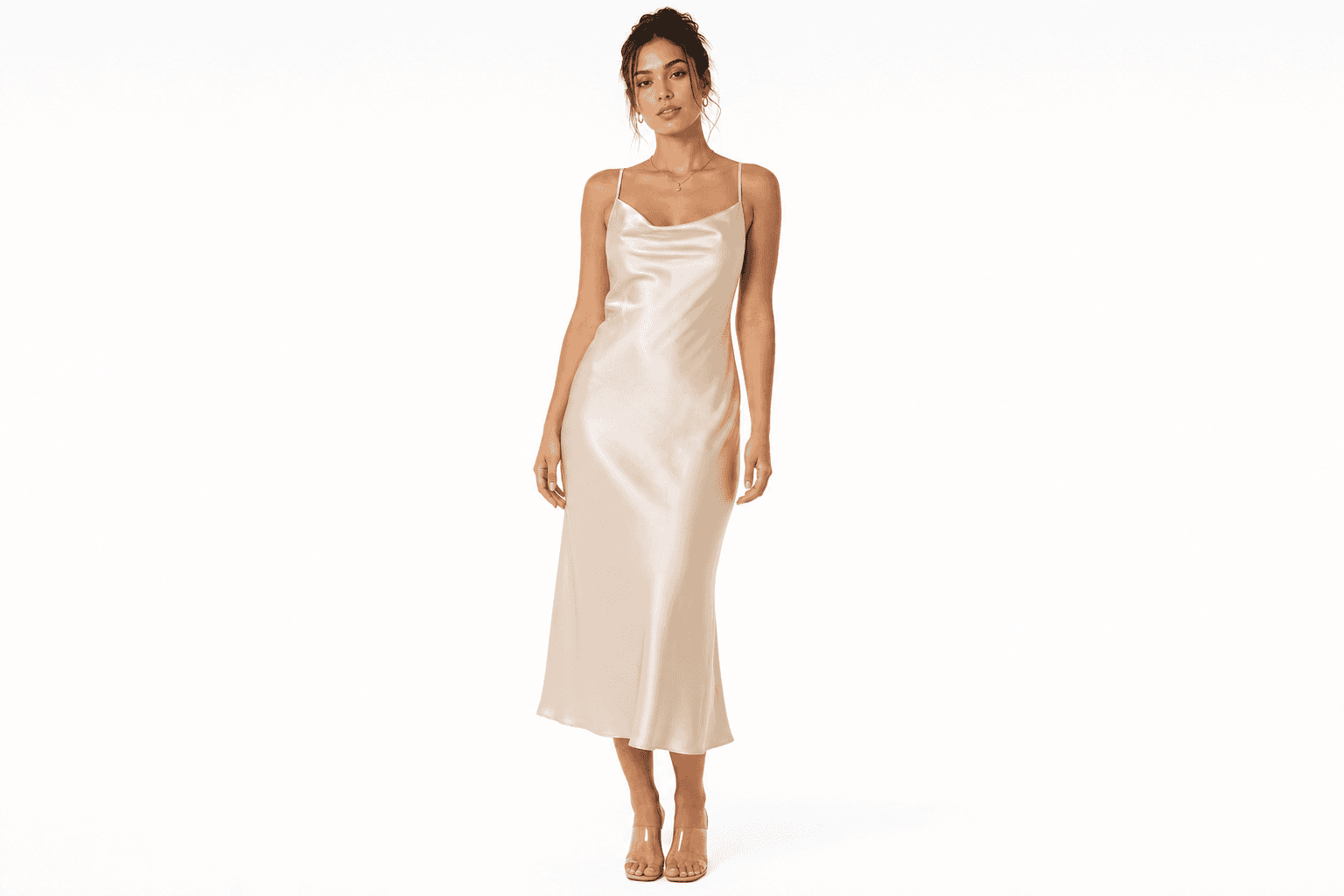 Women's Satin Slip Dress — front view on model