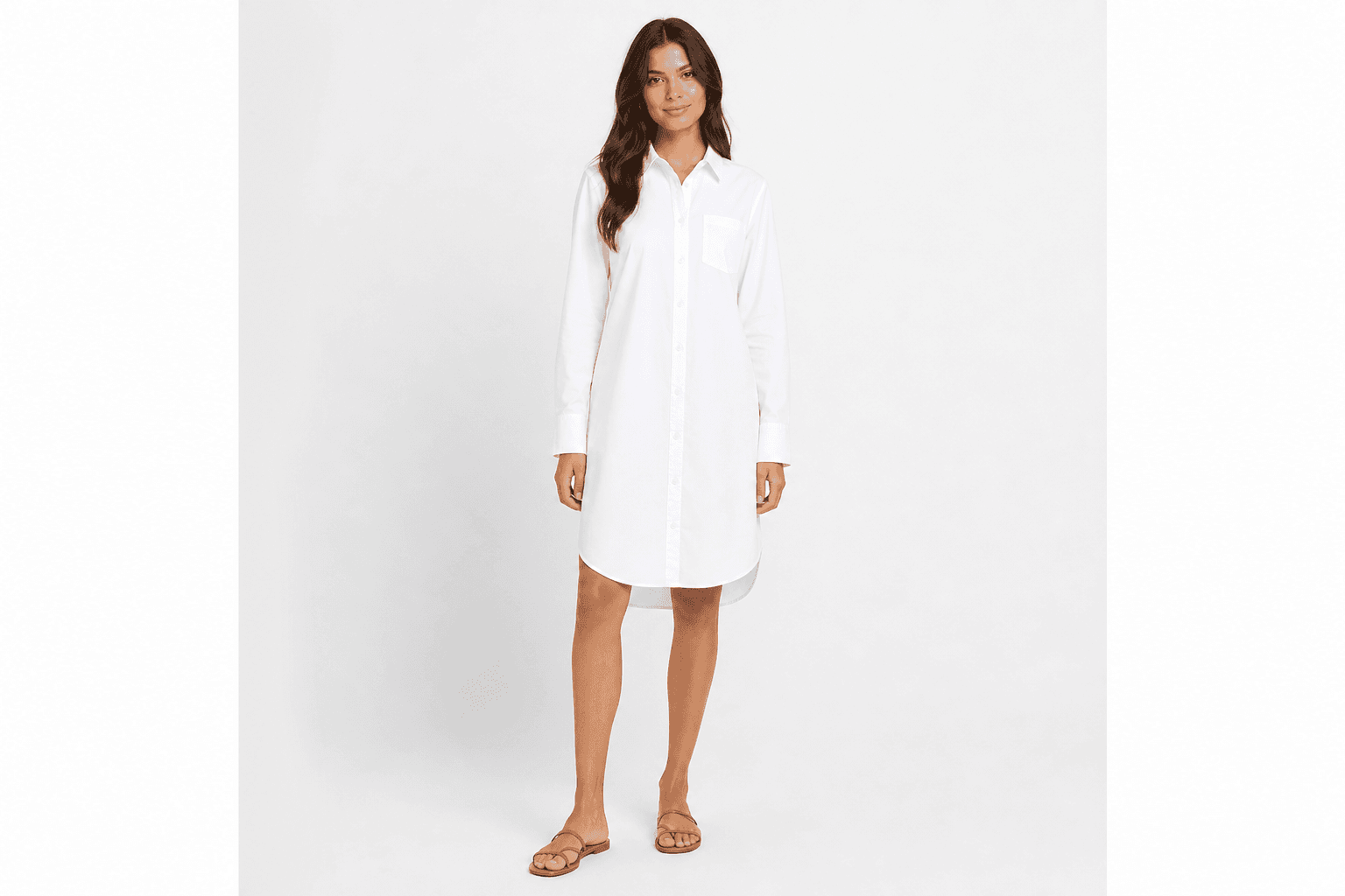 Women's Cotton Shirt Dress — White