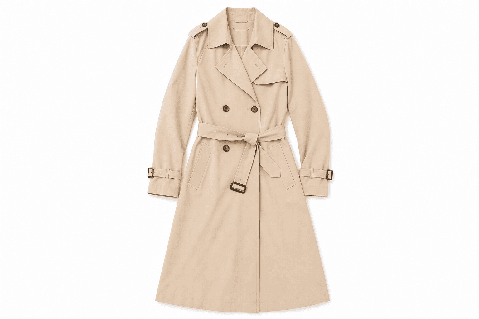 Women's Belted Trench Coat — flat lay