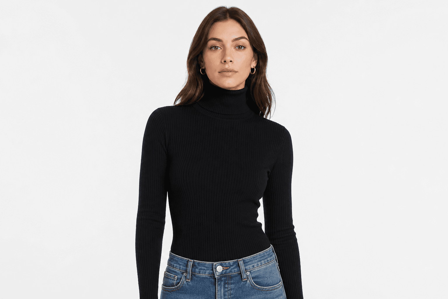 Women's Ribbed Turtleneck — Black